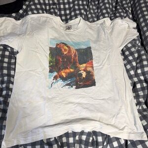 Vintage White T-Shirt with Bear Graphic